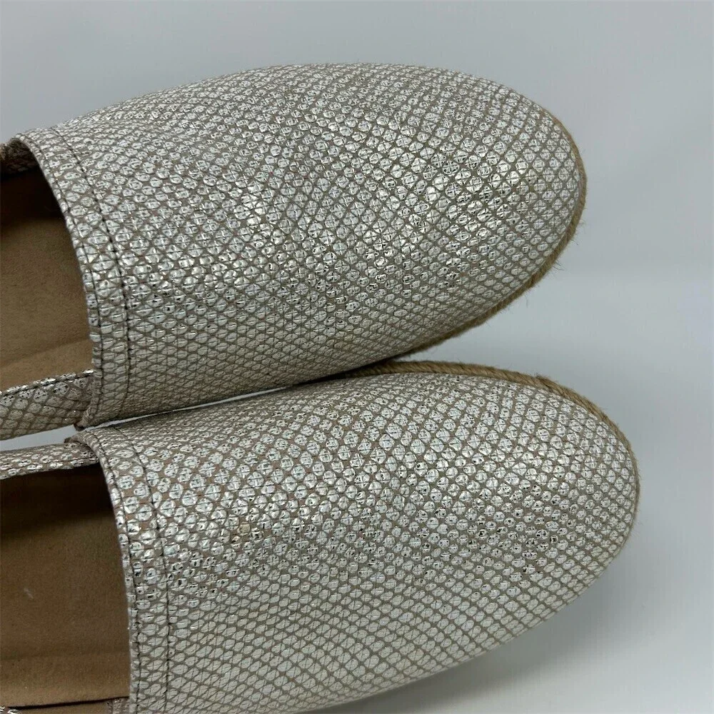 Naturalizer Loafers Womens 10.5M Gold Metallic Espadrille Slip-On Platform